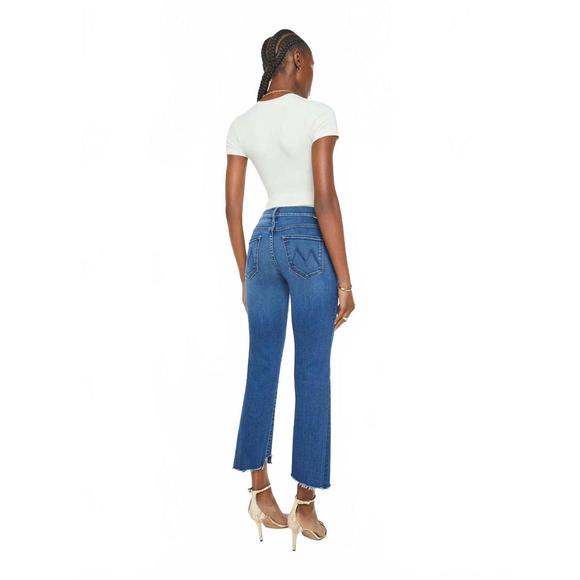 NEW MOTHER insider crop pointy fray jeans in scorchin hot